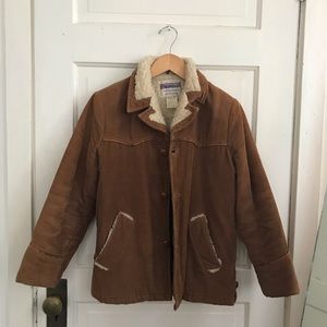 VINTAGE Brown Corduroy Jacket with Sherpa Trim